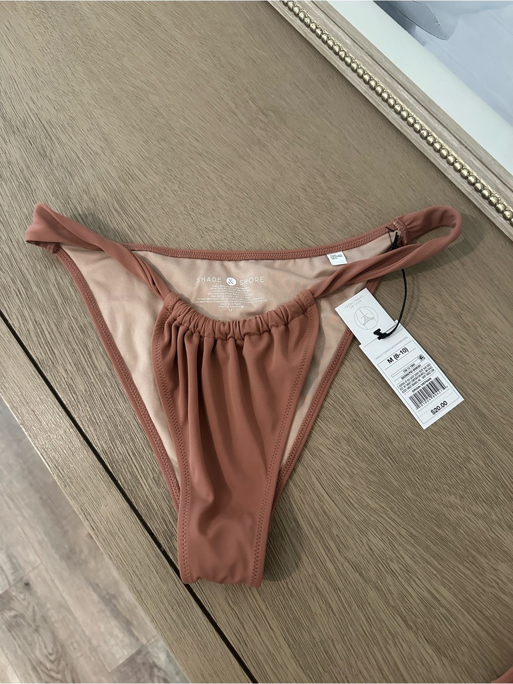 Shade & Shore Rust Brown Ruched Bikini Bottom